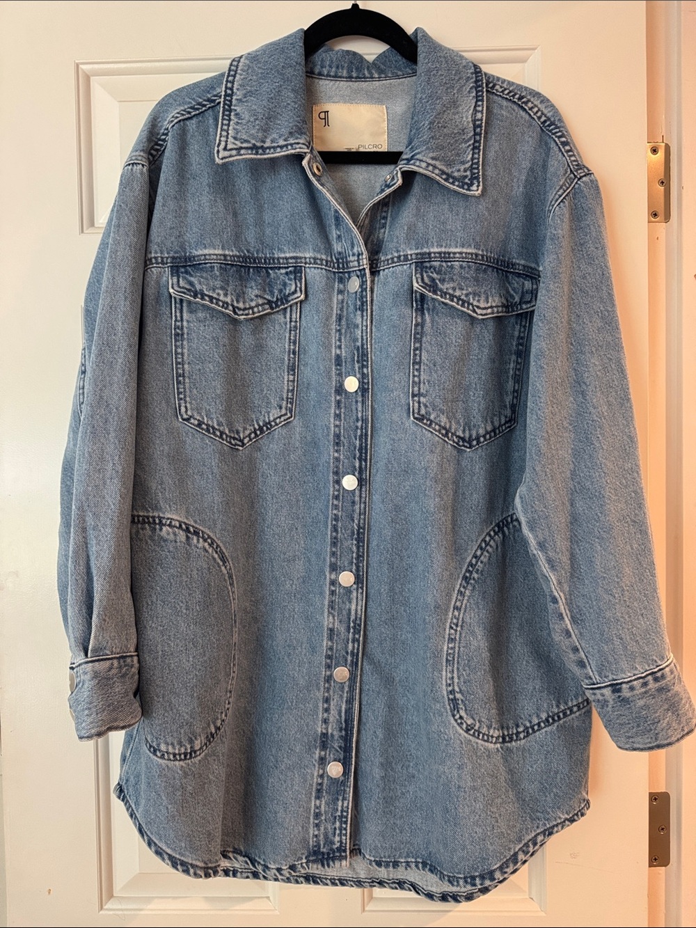 Anthropologie Light Blue Denim Button-Front Jacket